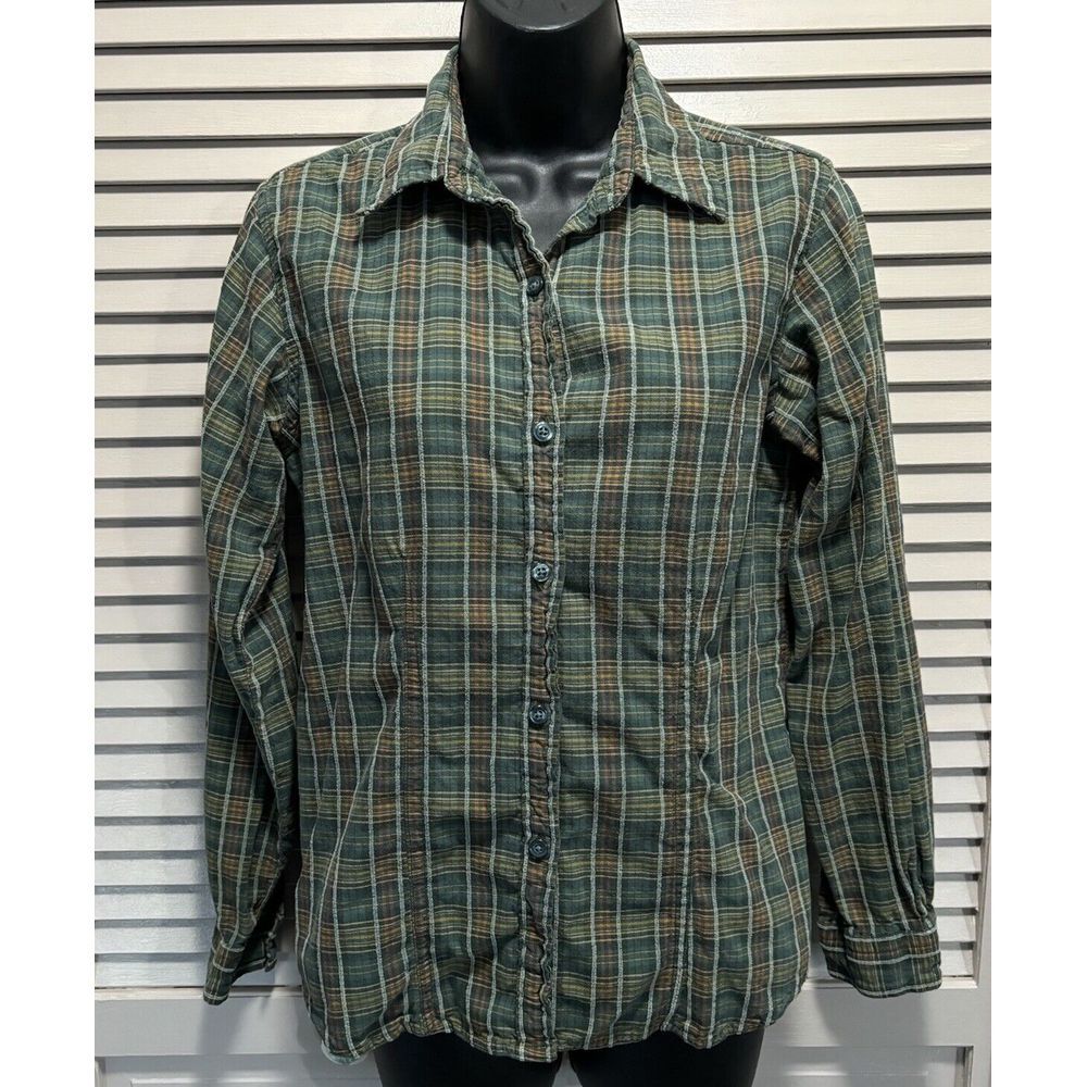 Woolrich Vintage Flannel Shirt Green/Orange Plaid Button Up Size See Measure